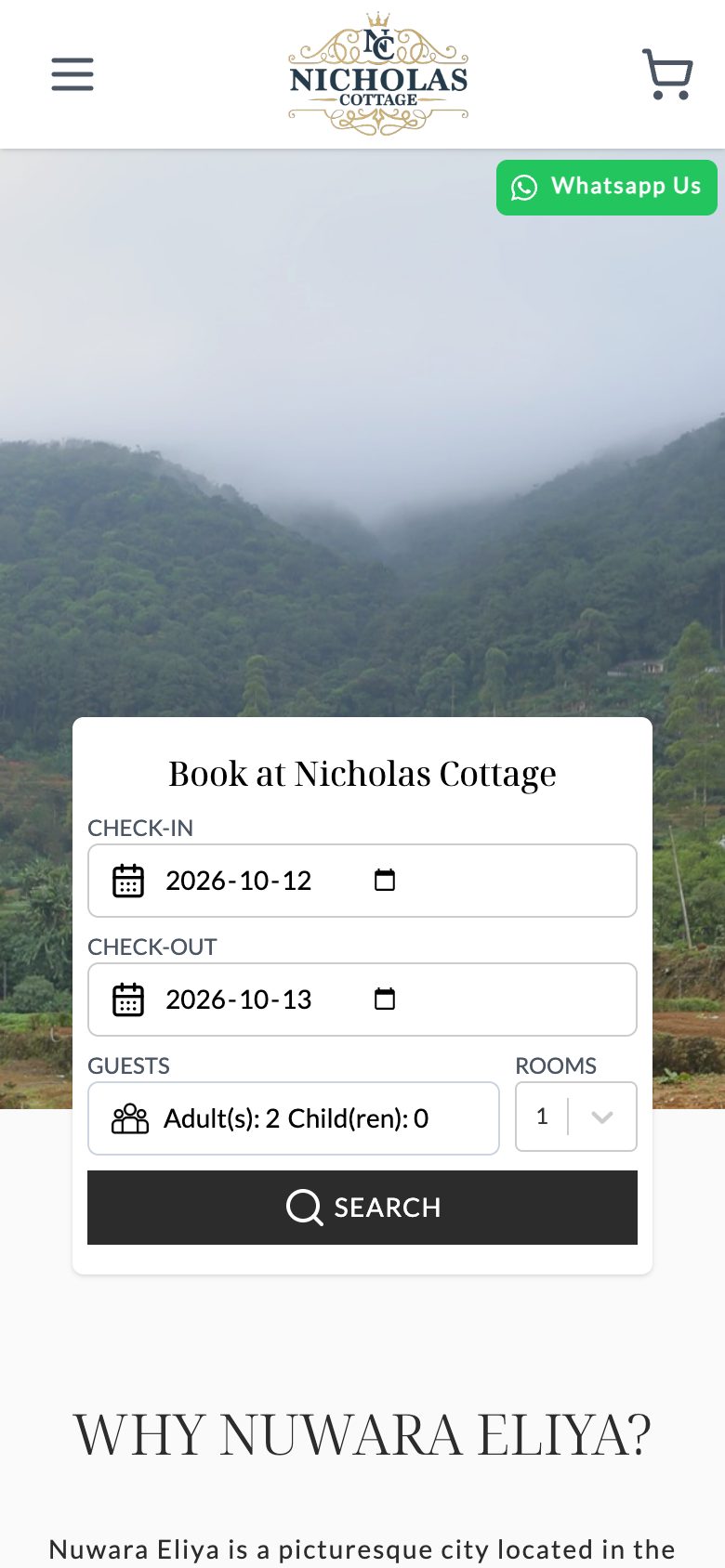 nicholascottage.com mobile preview